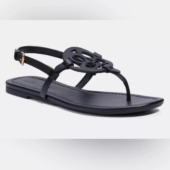 Coach Jaci Logo Leather Sandals - Picture 1 of 13